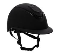 Equestro Casco da Equitazione Professionale, Nero, Design Ventilato con Visiera e Cinturino Regolabile, per Sport Equestri (M (55-57 CM))