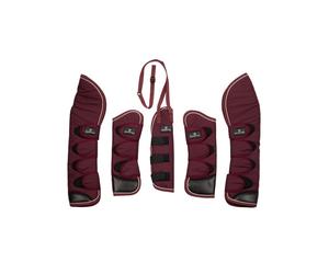 EQUESTRO Set FULL BURGUNDY paracolpi e paracoda da viaggio patch in gomma