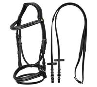 Equestro Testiera Anatomica in Pelle rialzata e Imbottita Cob1, Nero