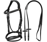 Equestro Testiera Anatomica in Pelle rialzata e Imbottita Full, Nero