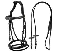 Equestro Testiera in Morbida Pelle Cucita Cob1, Nero