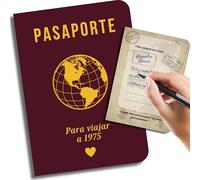 EQUIK PRODUCTS Biglietto compleanno 50 anni | 50° compleanno uomo, 50° compleanno donna | Libro da firmare 50° compleanno, Libro delle firme 50° compleanno | Anno 1975 | Passaporto per viaggiare nel