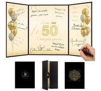EQUIK PRODUCTS Biglietto di Auguri - Cartoncino Pieghevole 3D con Spazio per Dediche, Design Elegante Dorato, Idee Regalo Originali per Uomo e Donna (50° Compleanno)