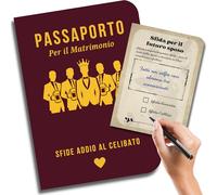 EQUIK PRODUCTS Passaporto Addio al Celibato per lo Sposo - Giochi e Scherzi con Sfide Divertenti e Libro Dediche/Libro degli Ospiti - Gadget Addio al Celibato Uomo - Regalo Originale