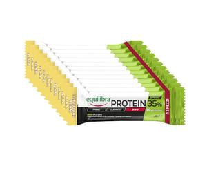 Equilibra, Alimenti Proteici, Barrette Proteiche, 35% Proteine, 12x45g, White Chocolate, con 16g di Proteine, Mantenimento della Massa Muscolare, con Vitamine C, B1, B2, B6, Senza Olio di Palma
