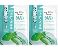 Equilibra, Aloe Ialuronica Maschera Viso Idratante, con Acido Ialuronico, Aloe Vera e Centella Asiatica, Azione Idratante, Adatta a Pelli Sensibili, Clinicamente testata, Tessuto 100% Naturale