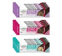 Equilibra Barrette Proteiche, Barrette Protein 32% Zero, Barrette Proteiche Senza Zuccheri Aggiunti, Crispy Peanut Butter, Choco e Coffee, Lower Carb, High Protein, No Glutine, 12 Barrette da 45g