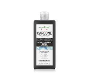 Equilibra, Carbone Ialuronico Dermo Shampoo Detox, per Cute e Capelli Impuri, con Carbone Vegetale e Acido Ialuronico, Aloe Vera idratante, Olio Essenziale di Abete Bianco purificante, 265 ml