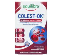 Equilibra® Colest Ok®, Integratore per il Normale Metabolismo del Colesterolo, con Complesso di Amaranto, Ulivo e Mela Cotogna, 20 Compresse, Senza Monacoline, Adatto Anche per Adulti 70+