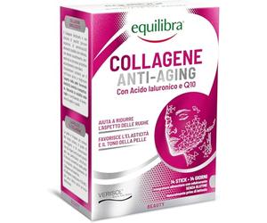 Equilibra, Collagene Anti-Aging, Collagene Idrolizzato VERISOL®, 14 Mono Stick, 5000mg Collagene a Dose, con Acido Ialuronico, Coenzima Q10, Migliora l'Aspetto della Pelle, Riduce le Rughe