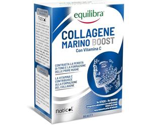 Equilibra, Collagene Marino Boost Idrolizzato Naticol®, 14 Stick Monodose, 2500 mg Collagene per Dose, 80 mg Vitamina C per Dose, Collagene Tipo I e III, Mantenimento del Tono, Elasticità della Pelle