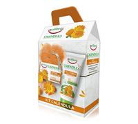 Equilibra Corpo, Kit Calendula, Calendula Leni-Crema Lenitiva per Pelli Secche, Sapone 100% Vegetale Calendula Detergente e Addolcente, Spugnarete Light che Deterge Delicatamente, Confezione Regalo