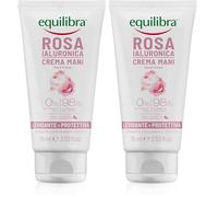 Equilibra, Crema Mani, Levigante e Protettiva, 75ml, con Estratto di Rosa Damascena, Acido Ialuronico e Glicerina Vegetale, 98% Origine Naturale, Assorbimento Rapido, Non Unge, Delicatamente Profumata