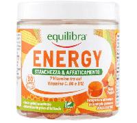 Equilibra Integratori Alimentari Energy, Integratore Multivitaminico in Pastiglie Gommose, Vitamina B12, B6 e C, Riduzione di Stanchezza e Affaticamento, Vegan, 30 Gummies Gusto Tropical