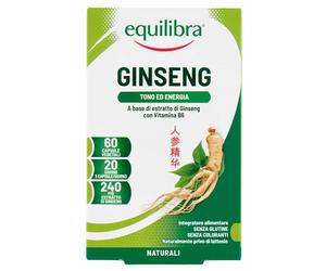 Equilibra Integratori Alimentari Ginseng, Integratore A Base Di Ginseng E Vitamina B6, Contro La Stanchezza Fisica E Mentale, Per Il Normale Metabolismo Energetico, 60 Unità, Confezione da 1