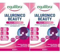 Equilibra Integratori Alimentari, Ialuronico Beauty, Integratore con Acido Ialuronico a Basso Peso Molecolare con Coenzima Q10, Aiuta a Contrastare i Fattori di Invecchiamento Cutaneo, 30 compresse