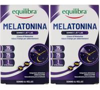 Equilibra Integratori Alimentari, Melatonina, Integratore per Ridurre il Tempo Richiesto per Prendere Sonno, Effetto Benefico Anche in Caso di Jet Lag, a Base di Melatonina, 75 Compresse