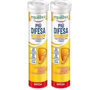 equilibra Integratori Alimentari, Più Difesa, Integratore per la Normale Funzione del Sistema Immunitario, con Echinacea, Zinco e Vitamina C, Gusto Limone, 20 Compresse Effervescenti (Confezione da 2)