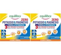 Equilibra Integratori Alimentari, Potassio e Magnesio Zero - 3 Formula Potenziata, Integratore Magnesio e Potassio Senza Zucchero e Calorie, Reintegro Sali Minerali, Gusto Arancia Limone, 18 Bustine