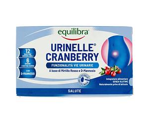 equilibra Integratori Alimentari, Urinelle Cranberry, Integratore Per La Funzionalità Delle Vie Urinarie, Drenante, Con Mirtillo Rosso, Con D-Mannosio, Senza Glutine, 12 Bustine Orosolubili