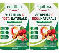 equilibra Integratori Alimentari, Vitamina C 100% Naturale, Integratore Sistema Immunitario, Riduce Stanchezza e Affaticamento, Aroma Naturale Arancia Rossa, 30 Compresse Masticabili (Confezione da 2)