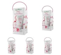 equilibra, Kit Mani Rosa Ialuronica, Kit Regalo con Crema Mani, Levigante e Protettiva, 75ml e Sapone 100% Vegetale, con Estratto di Rosa Damascena, Acido Ialuronico (Confezione da 5)