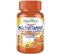 Equilibra, Multivitaminico in Gummies Low Sugar, Pastiglie Gommose, Vegan, Integratore Energia, 7 Vitamine, Vitamina C, B12 e Acido Folico, a Base di Pectina, Senza Glutine, Gusto Tropical, 30 Gummies