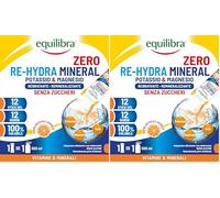 Equilibra Potassio e Magnesio, Re-Hydra Mineral Zero, 12 Stick, Gusto Arancia, Senza Zuccheri, Integratore Magnesio, Potassio, Sodio per Reintegro Sali e Reidratazione, Senza Glutine e Lattosio