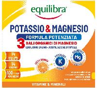 Equilibra Integratori Alimentari, Potassio e Magnesio 3 Formula Potenziata, Integratore Magnesio e Potassio per Reintegro Sali Minerali, Gusto Arancia, Senza Glutine e Senza Lattosio, 14 Bustine