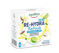 Equilibra Re-Hydra Refresh Zero Zuccheri, Insaporitore Acqua Senza Zucchero, Integratore con Magnesio e Acqua di Cocco, Vitamina D3, Niacina, Equilibrio Elettrolitico, Gusto Cocco e Lime, 12 Stick