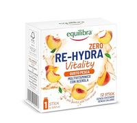 Equilibra Re-Hydra Vitality Zero Zuccheri, Insaporitore Acqua Senza Zucchero, Multivitaminico con Acerola, Vitamina C, Vitamine Gruppo B, Azione di Sostegno e Ricostituente, Gusto Pesca, 12 Stick