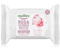 Equilibra, Rosa Ialuronica Salviette Micellari Struccanti, in Tessuto 100% Naturale Viscosa, con Estratto di Rosa Fermentata, Acido Ialuronico e Ceramidi Vegetali, Struccano Delicatamente, 25 pz