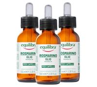 Equilibra Rosmarino Olio Essenziale per Capelli Ingredienti 100% Naturali Stimola la Crescita Nutre Rivitalizza Rinforza il Cuoio Capelluto - 3 Flaconi da 100ml