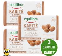 EQUILIBRA SAPONETTE VEGETALI 100% 100GR SAPONE SOLIDO KARITE' 3 PEZZI