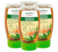 Equilibra Sciroppo di Agave Dolcificante Biologico Vegan Gusto Delicato Senza Glutine - 4 Flaconi da 350g