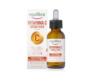 Equilibra Siero Gel Viso Vitamina C, Per Viso, Contorno Occhi e Collo,60 ml | con Vitamina E, Acido Ialuronico e Aloe Vera, dona Luminosità, Adatto per Pelli Sensibili, Non Unge, Assorbimento Rapido
