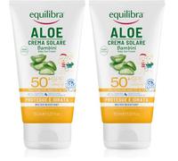 equilibra Solari, Aloe Crema Solare Bambini SPF 50+, Crema Solare Pelli Delicate a Base di Aloe Vera, Olio di Argan, Olio di Cocco, Burro di Karité e Vitamina E, Water Resistant, 150 ml