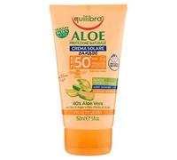 equilibra Solari, Aloe Crema Solare Bambini Spf 50+, Crema Solare per Bambini a Base di Aloe Vera, Latte di Mandorle e Vitamina E, Protegge da Scottature e Eritemi, Water Resistant, 150 ml