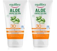 equilibra Solari, Aloe Crema Solare SPF 30, a Base di Aloe Vera, Vitamina C ed E, Olio di Argan, Olio di Cocco e Burro di Karité, Assicura un'Abbronzatura Sana e Naturale, Water Resistant, 150 ml