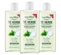 Equilibra Tè Verde Ialuronico Dermo Shampoo Purificante per Capelli Normali e Grassi Sapone con Bergamotto Azione Antiossidante - 3 Flaconi da 265ml