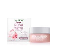 Equilibra Viso, Rosa Ialuronica Crema Viso Anti-aging a Base di Estratto di Rosa Damascena e Acido Ialuronico, Idratante e Levigante, Assorbimento Rapido, Non Unge, 50 ml