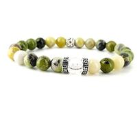 Equilibre et Sens Bracciale crisopraso verde vere perle naturali di alto grado AAA 8 mm unisex fabbricazione artigianale francese di Mtre Reiki, crisoprasio verde