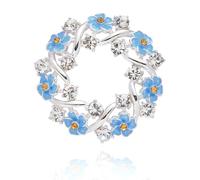 Equilibrium Spilla placcata argento con scritta "Forget Me Not" - Circle & Sparkle Floral Designs, Varied, Ottone, Zirconia cubica
