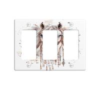 Equine Placca di copertura per interruttore della luce, opere d'arte con cavallo bianco per decorazioni rustiche per la casa, piastre da parete in materiale termoplastico, dimensioni standard 3 gang