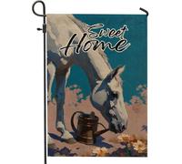 Equine Spring Garden Flag, cavallo bianco con annaffiatoio, striscione su entrambi i lati, decorazione stagionale per prato 30,5 x 45,7 cm