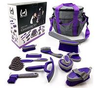 EquiNeat Kit da 12 pezzi per la toelettatura equestre che include tutti i tipi di spazzola per capelli di cavallo pettine per curry e zoccoli con un sacchetto multiuso per la toelettatura del cavallo.