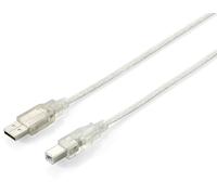 Equip 128651 cavo USB 3 m USB 2.0 USB A USB B Argento, Trasparente