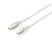 Equip 128653 cavo USB 1 m USB A USB B Argento, Trasparente