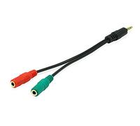 Equip 147943-Cavo audio (1,5 m, 2 x 3,5 mm, 3,5 mm, cavo split per cuffie), colore nero