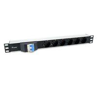 Equip REGLETA ALIMENTACION ALUMINIO Rack 19 1U 6 Tomas Tipo SHUCKO Euro con MAGNETOTERMICO Cable 1.8M